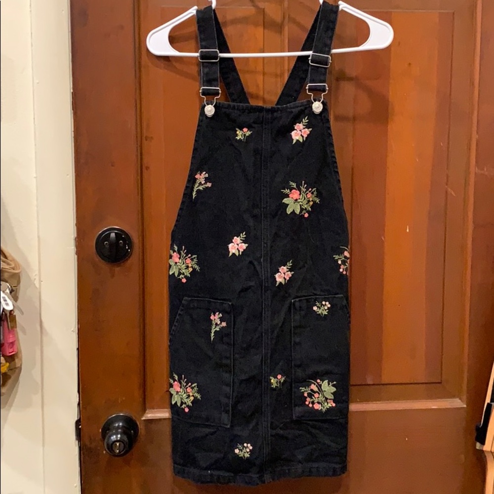 Black Floral Overall Dress